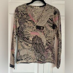 Women's Pashma Paisley Silk Wool Cashmere Blend Top